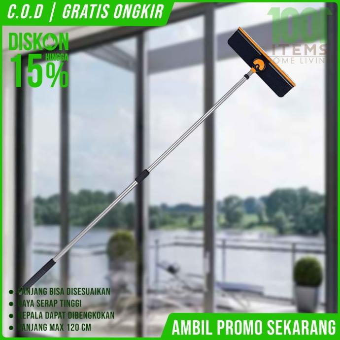 Alat Pembersih Kaca Jendela Tinggi Dengan Gagang Panjang Pendek 120 Cm