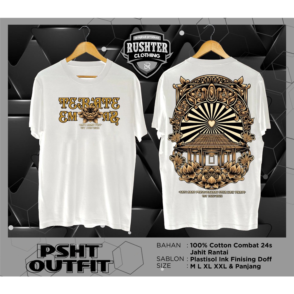 KAOS PSHT 1 ABAD TERATE EMAS TERBARU WARNA PUTIH