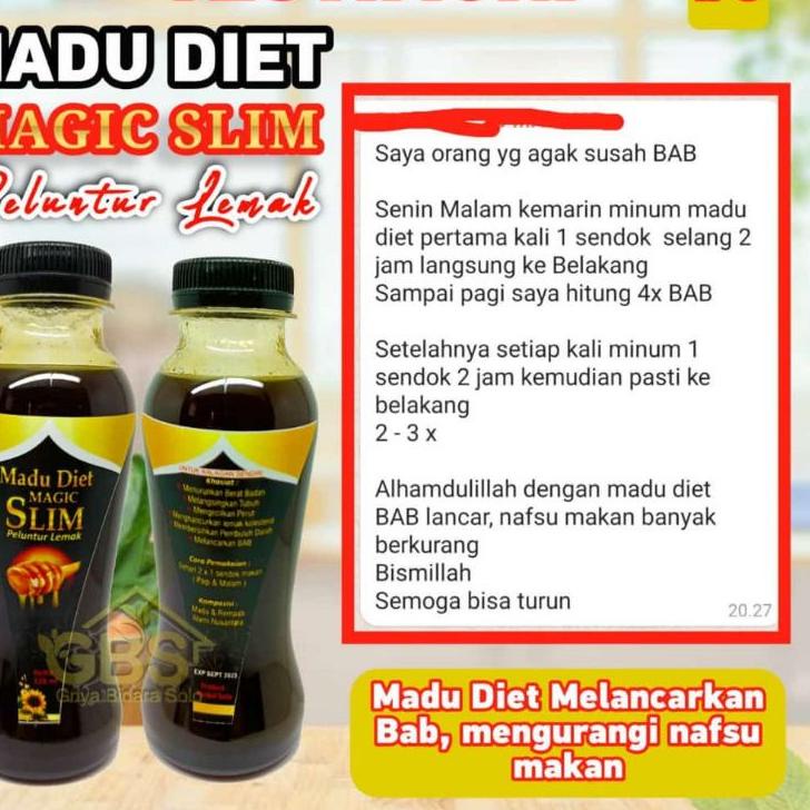 Best 1 PAKET ISI 2 BOTOL Madu diet magic slim herbal alami peluntur lemak madu pelangsing 120ml NPE