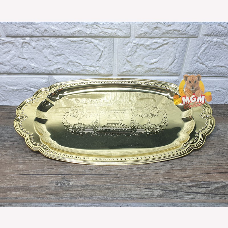 PREMIUM OVAL 27CM Nampan Arab Emas Nampan emas Nampan Gold