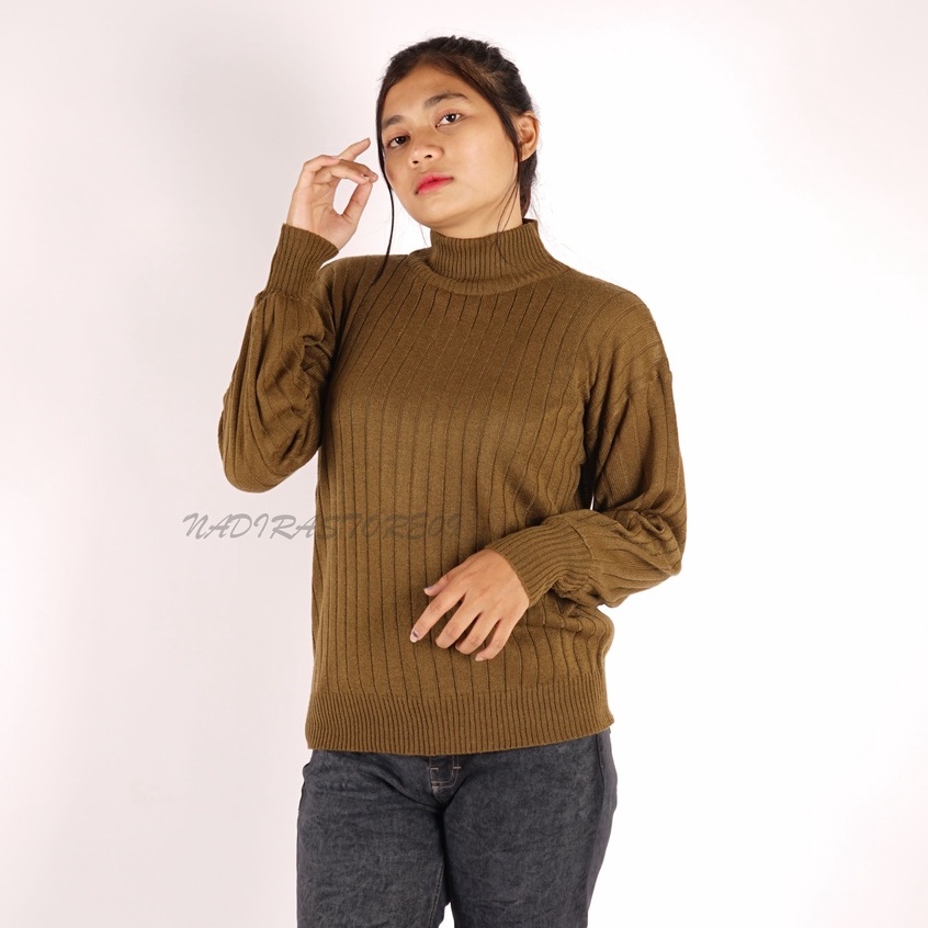 Pakaian Wanita Sweater Rajut Turtleneck