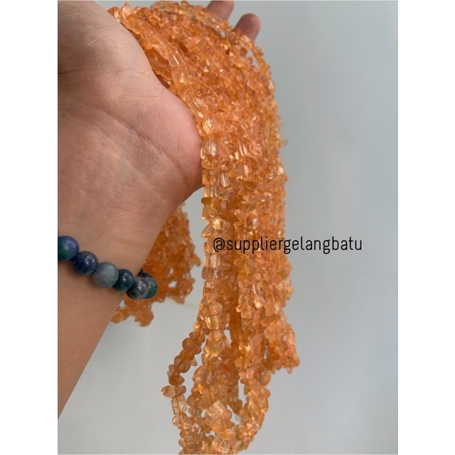 kerikil Batu ORANGE QUARTZ kuarsa oren 1cm kilap renteng aksesoris