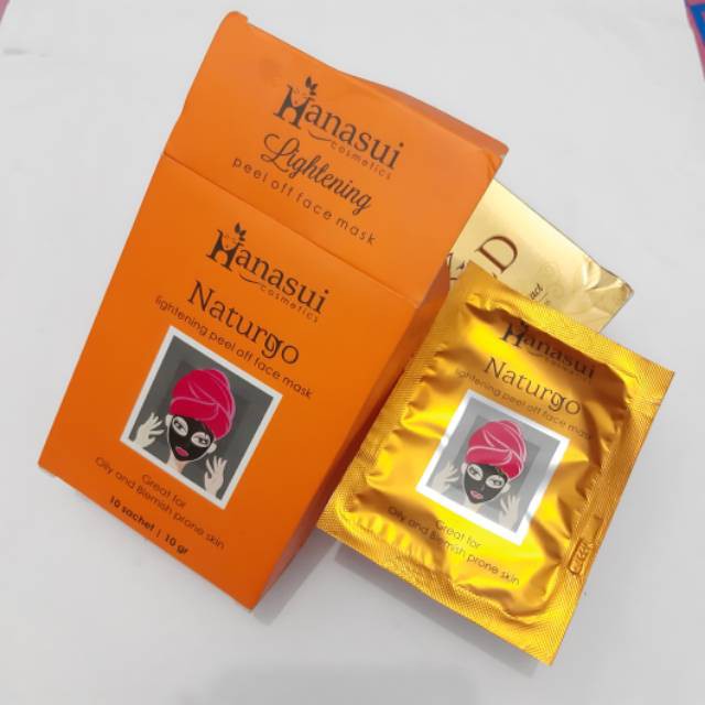 (SACHET) HANASUI Naturgo Black and Gold | Masker Peel Off Masker Wajah Maskaer Lumpur