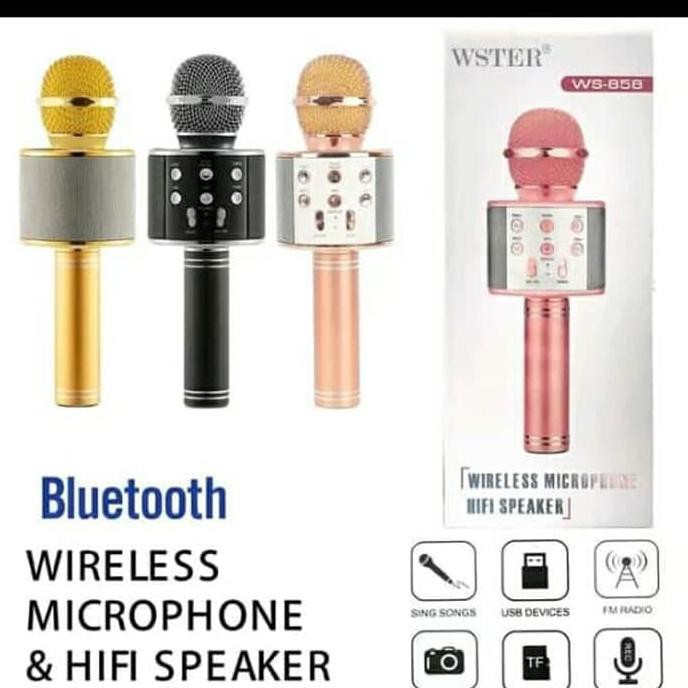 Super Mic Karaoke Wster Ws 858 Original Mic Stress Bluetooth Karaoke Ktv Ori Sale