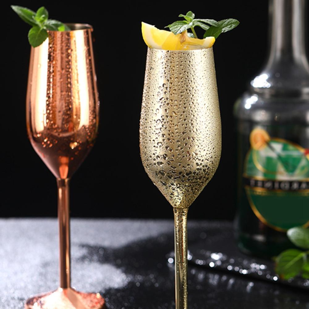 Nickolas1 Gelas Champagne Stainless Steel Rose Gold Restoran Bar Alat Perlengkapan Dapur Gelas Cocktail