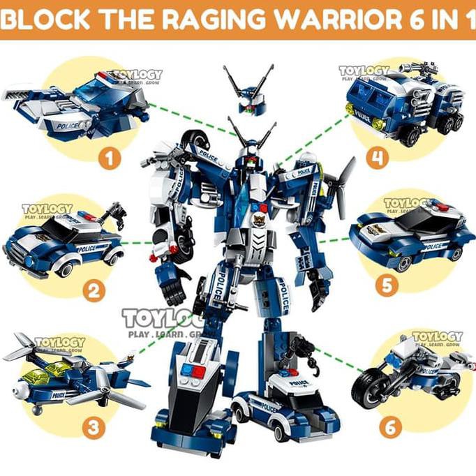 PAKET Block Qman The Raging Warrior Robot Mobil Motor Lego 6in1 1407