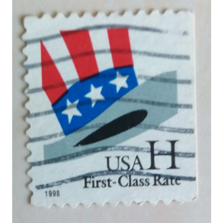 

(AA) Perangko Amerika Serikat 1998 "H" Uncle Sam's Hat Used