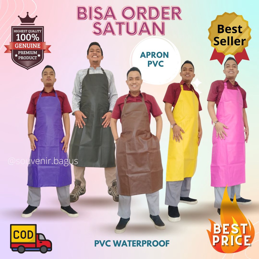 Apron Celemek PVC Anti Air Waterproof cuci piring steam barista kepster terlaris murah 110cm