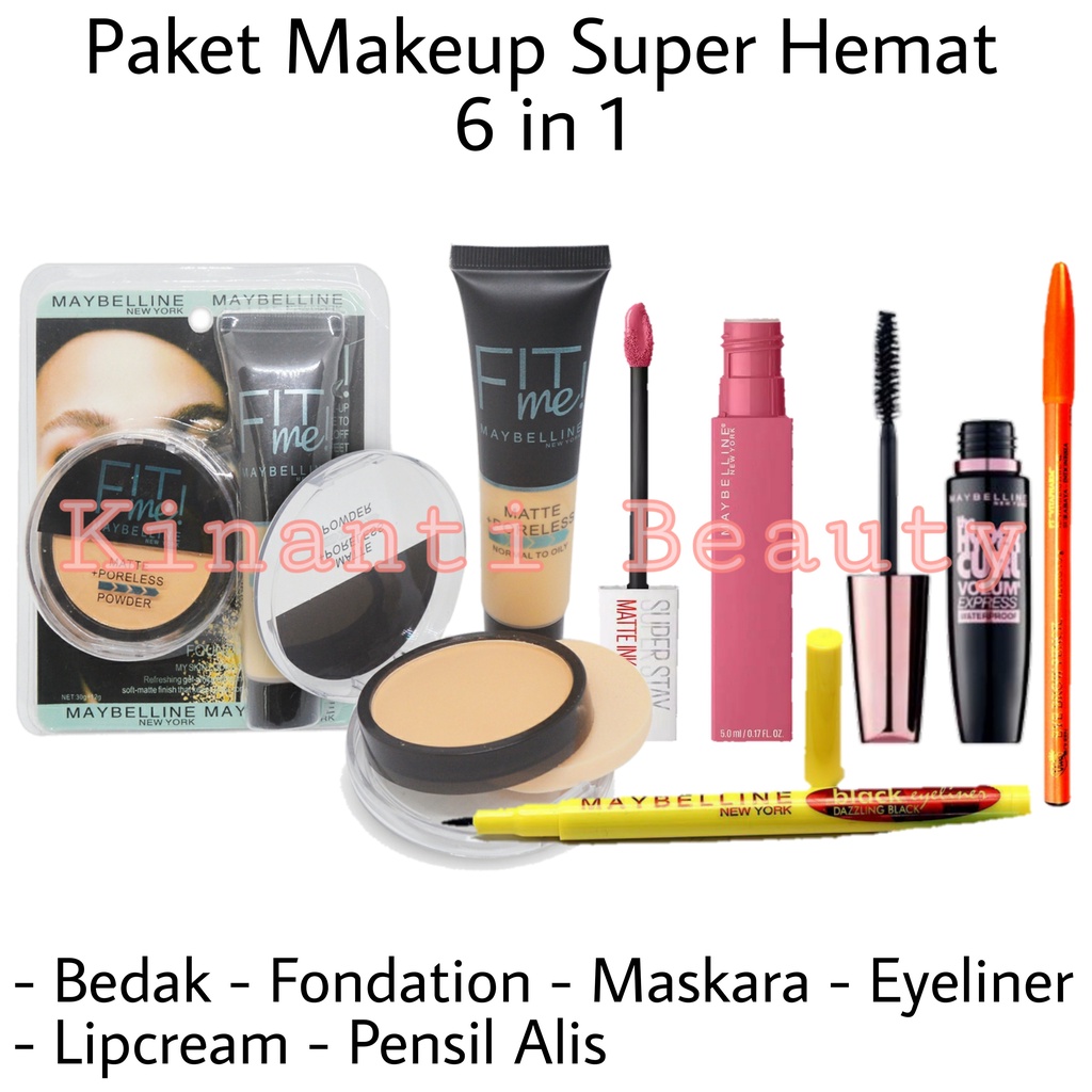 Paket Kosmetik Maybelline 6 in 1 - Paket Make Up Super Hemat Komplit 6 in 1