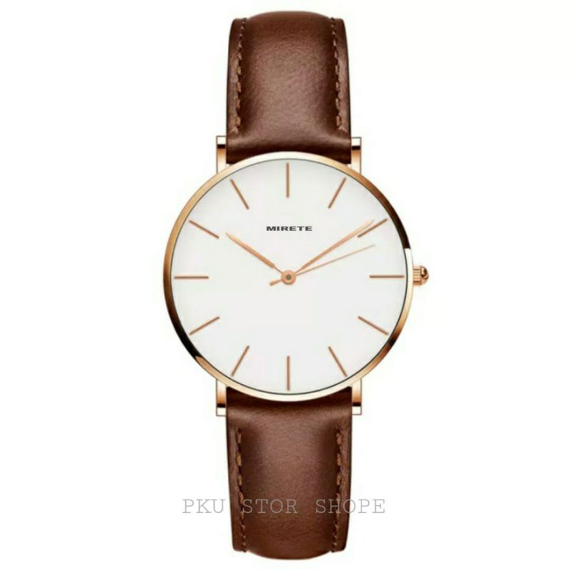 PKU STORE JAM Tangan Wanita Tali Kulit Mirete Original Anti Air Bess Seller// JAM tangan KASUAL Wanita Sporty Premium Model Korea STAYL Garansi Original_ JAM tangan Cewek Tali Kulit Mirete