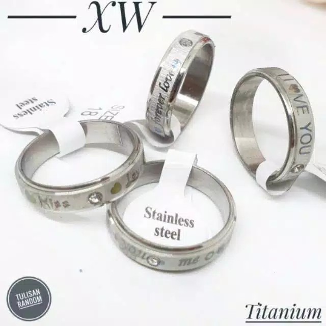 Cincin i love you Udah Dapat 2 Pcs + Box Cincin pasir  mewah dan berkelas Berlapis Stainless Steel