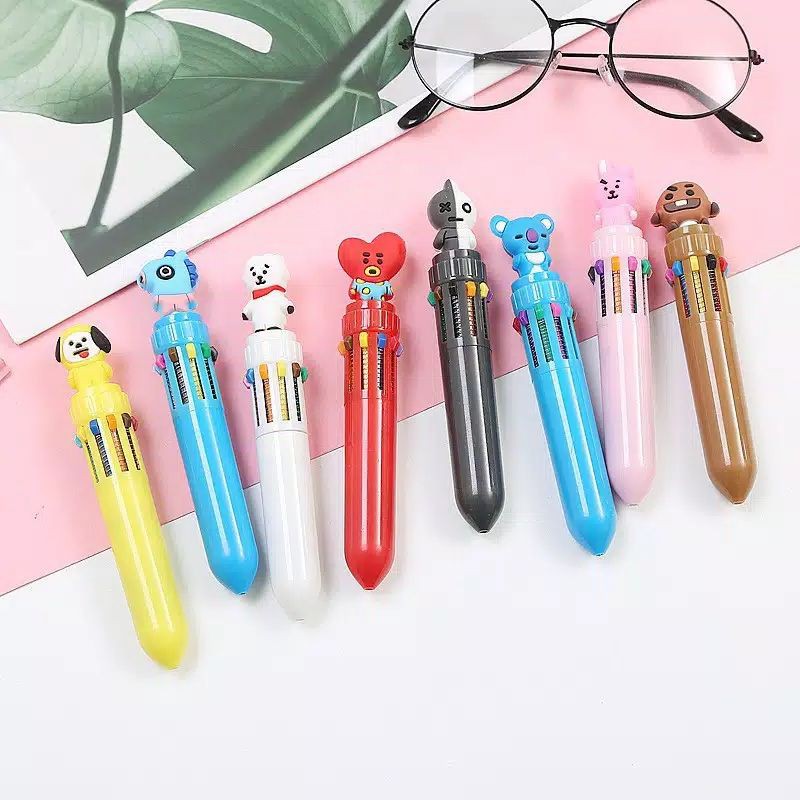 Medan Termurah Pulpen 10in1 Warna Warni BTS Import/Bolpoin KPOP Pena Alat Tulis Stationary