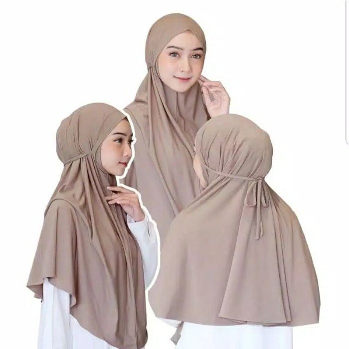 TERBARU         Jilbab Bergo Hijab Instan Kerudung Syari Jersey Tali Non Pet Jumbo