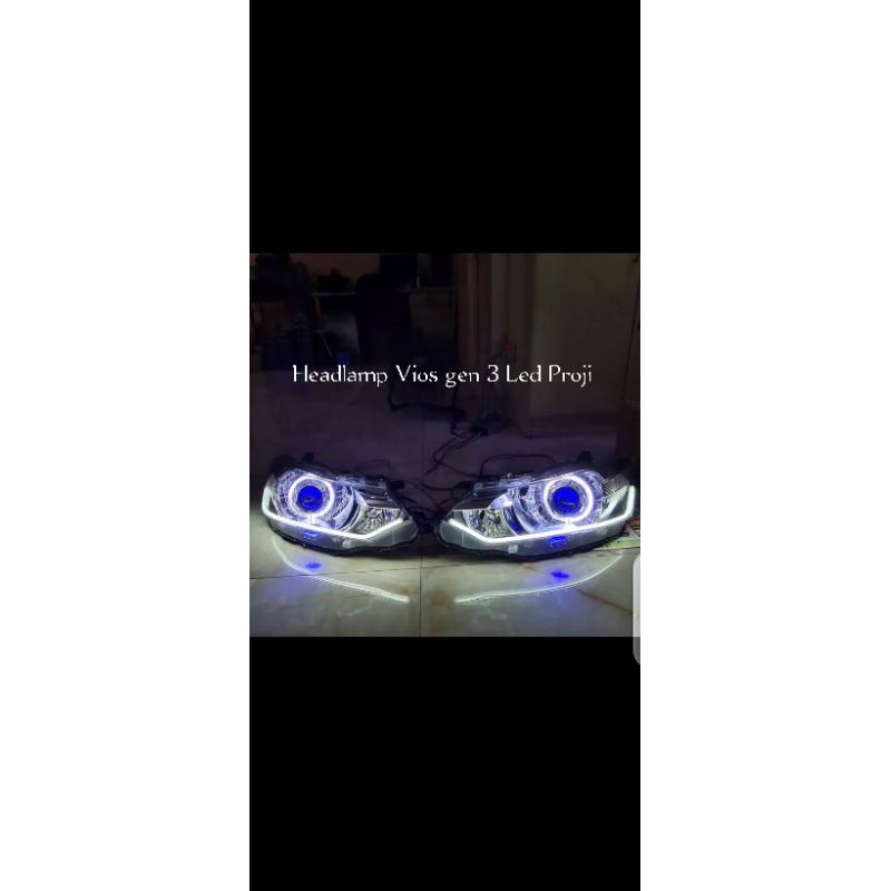 Headlamp Vios Gen 3.Lampu Depan Headlamp Vios Gen 3.Castem Lampu Depan Proji Vios Gen 3 Led Bar