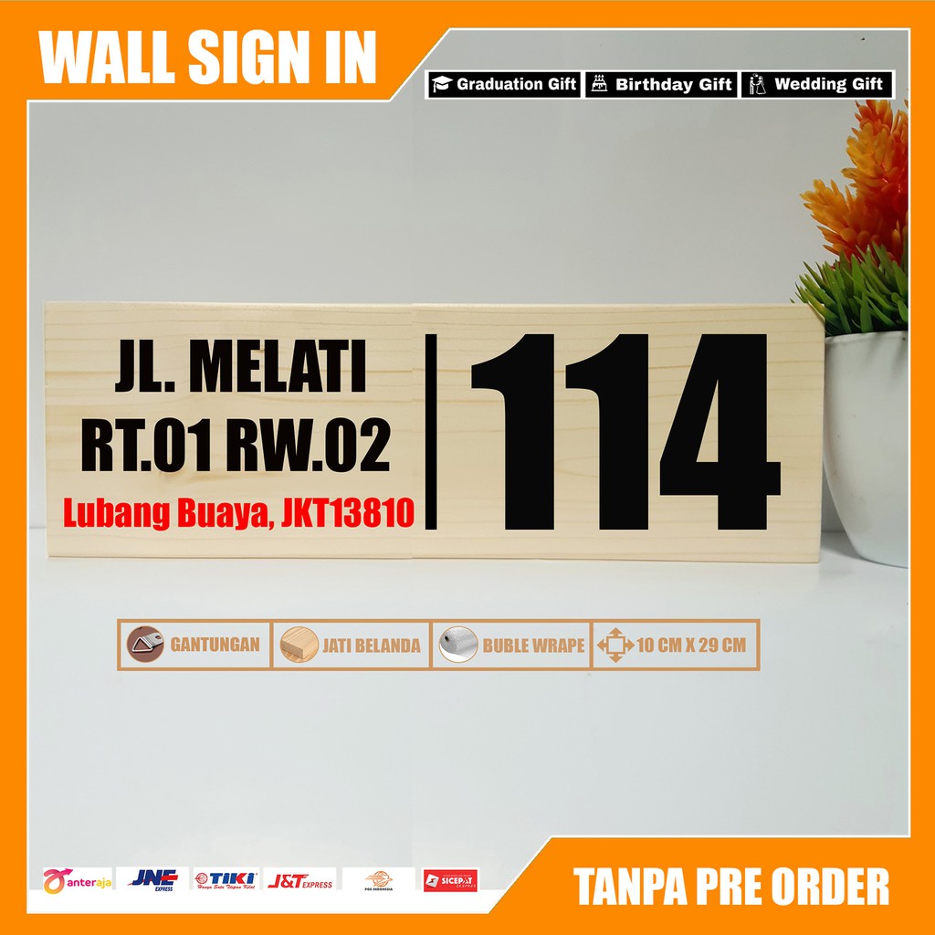 NOMOR RUMAH PLAT KAYU / WALL SIGN ALAMAT RUMAH