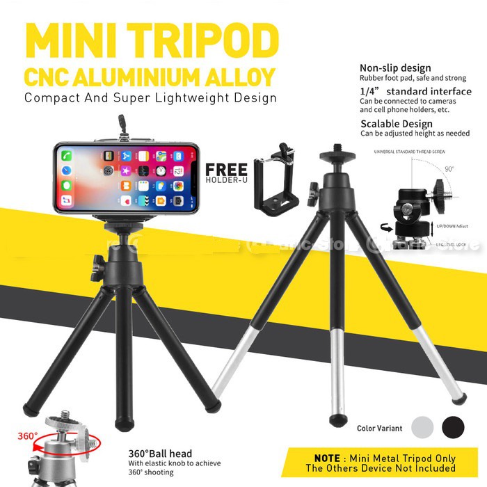 Mini Tripod Alloy HP 2-Section with Holder U Universal Smartphone