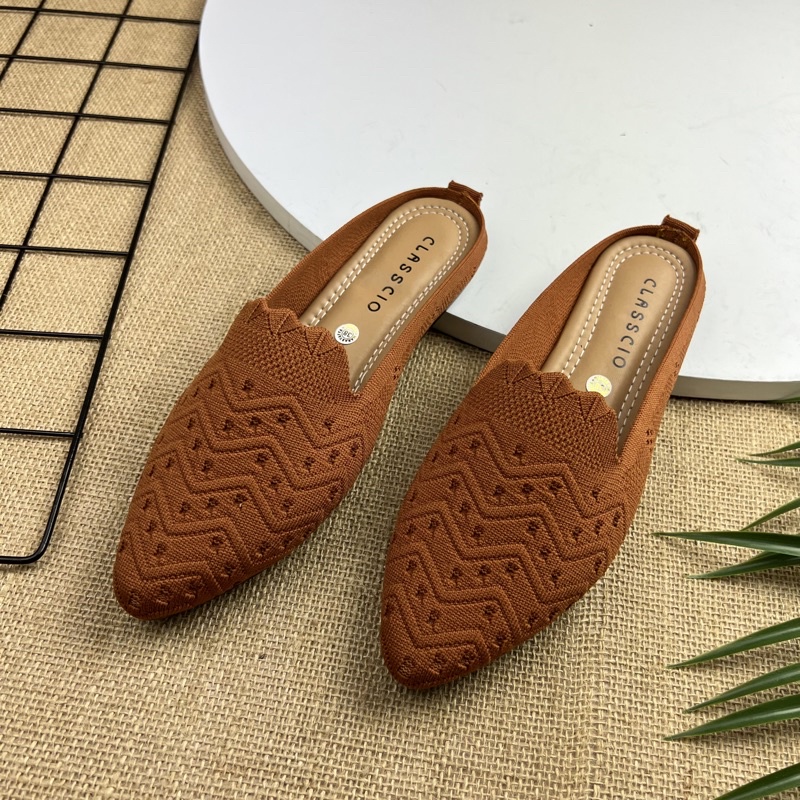 MARASYAFFA - SEPATU FLAT WANITA RAJUT MULES IMPORT SF54