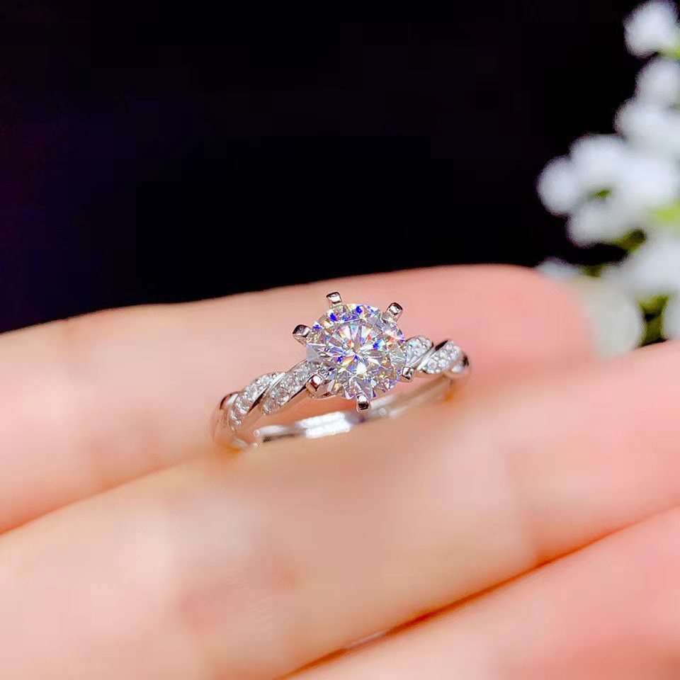 Cincin Sterling Silver 925 Hias Kristal Berlian Untuk Wanita