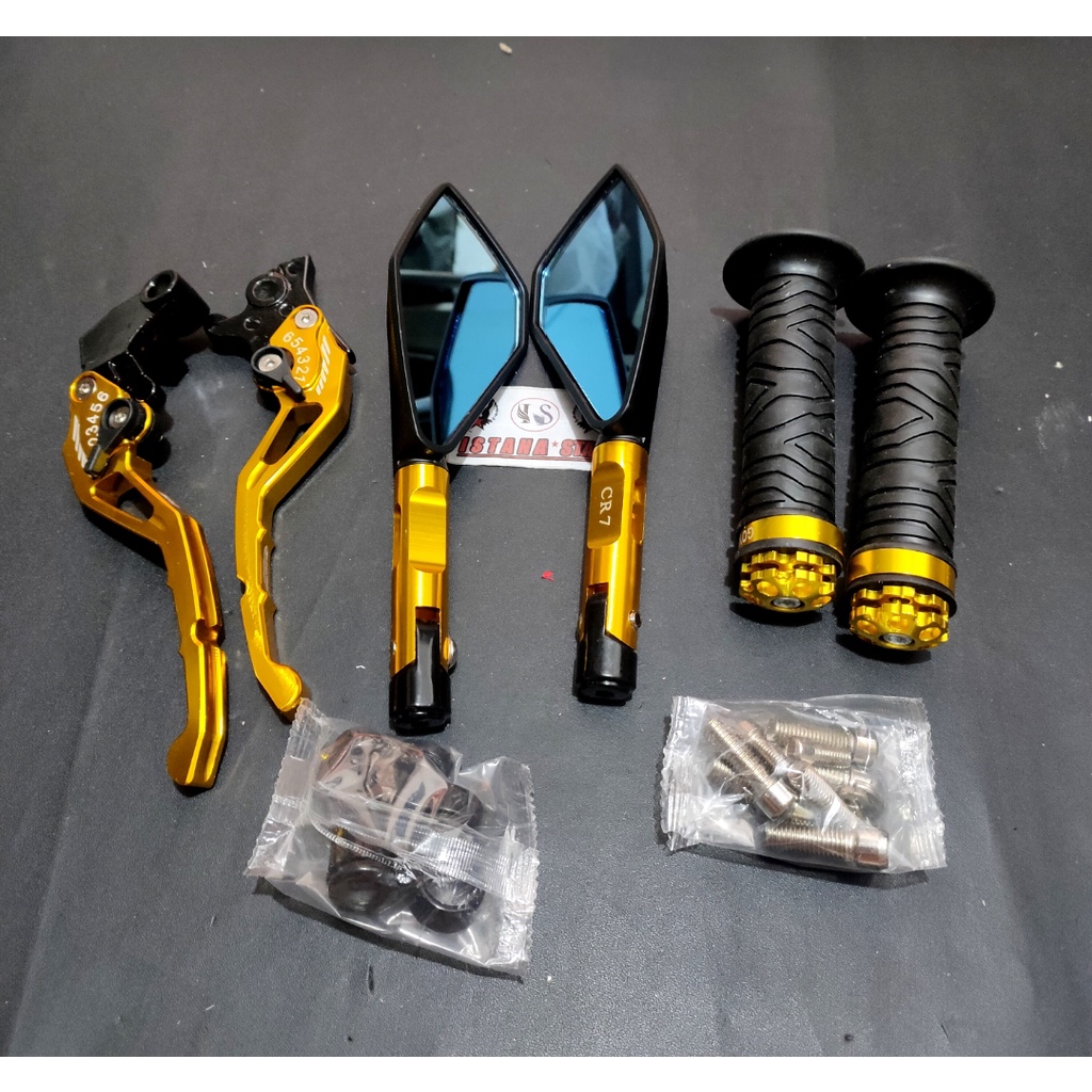 1 SET Handle handle rem dan kopling Vixion - Rx king /Plus spion tomox cnc plus grip ring cnc/emas