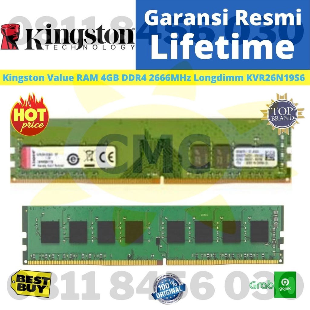 RAM KINGSTON DDR4 4GB 2666MHZ PC4 2666 KVR26N19S6 MEMORY PC 2666 MHZ