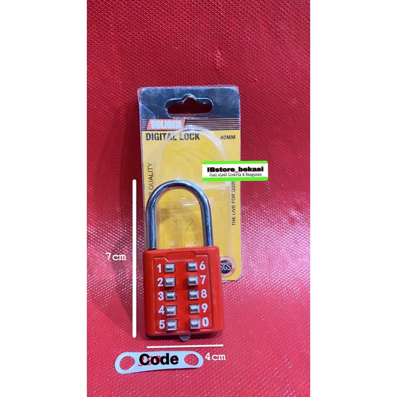 Gembok kode angka 40mm SOLIGEN