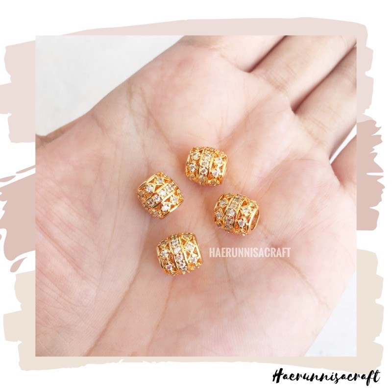 Liontin Charm xuping Tabung Bulat Gelang Tali Hongkong Emas Glitter