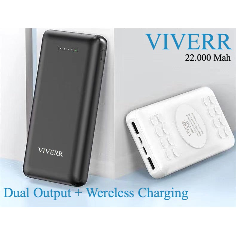 VIVERR WERELESS CHARGING  Powerbank Viverr 22.000 Mah Dual Usb With Wereless Charging garansi 1 tahu