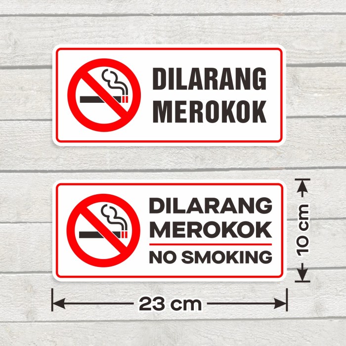 

Sticker Label Vinyl Sign No Smoking Stiker Marka Dilarang Merokok 10 x 23 cm