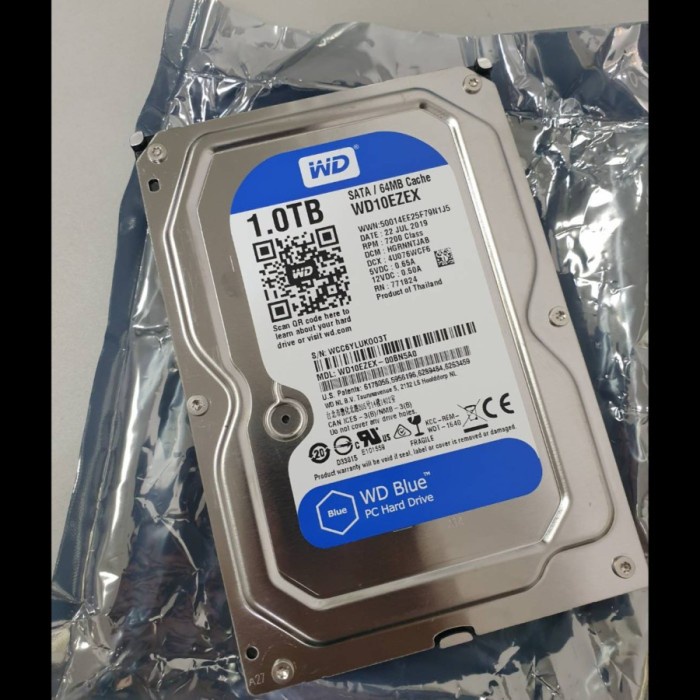 HARDDISK INTERNAL/PC WD 1TB Sata3 7200 BLUE 64MB.(WD10EZEX) - RESMI TOP