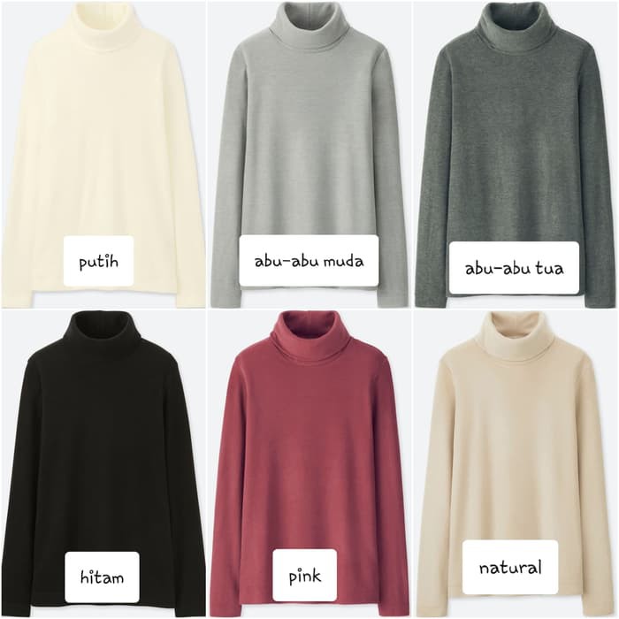  Kaos  Uniqlo  Heattech Fleece Turtle Neck Wanita Lengan  