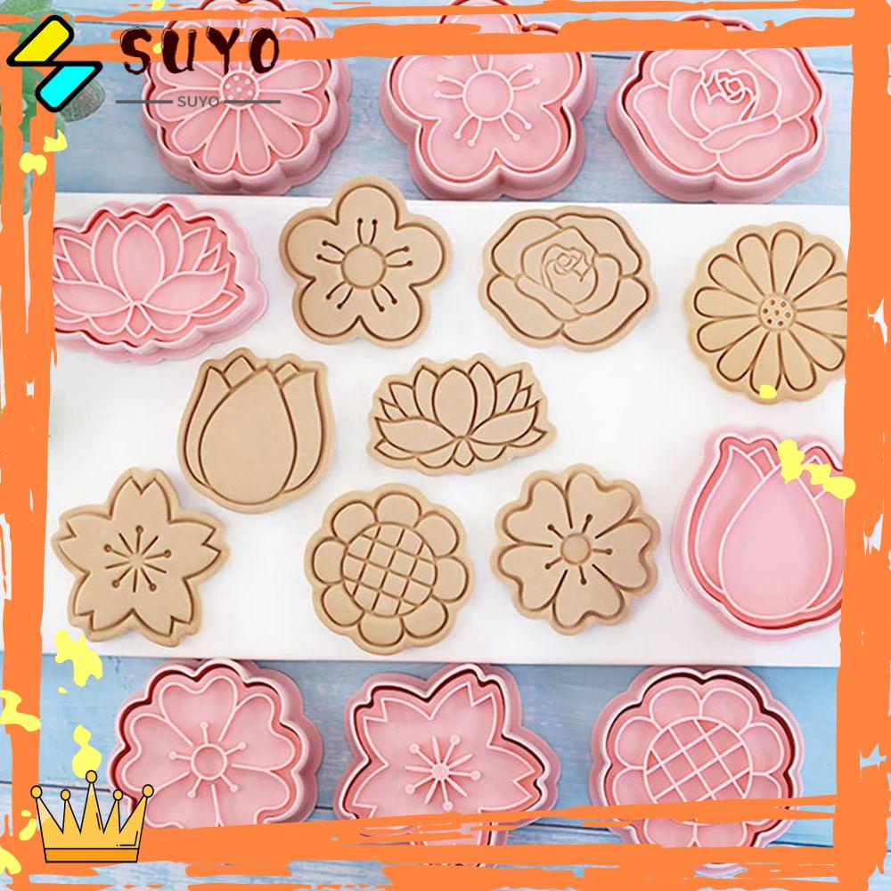 Suyo 8Pcs / set Cetakan Kue 3D Bahan Plastik