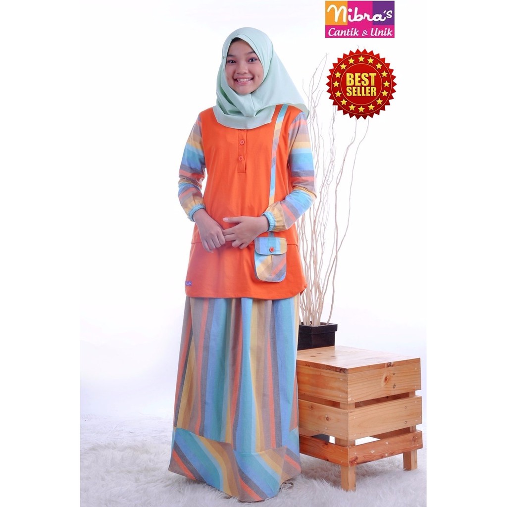 TERMURAH Baju Anak Anak Perempuan Nibras NT 28 Orange Gamis Remaja