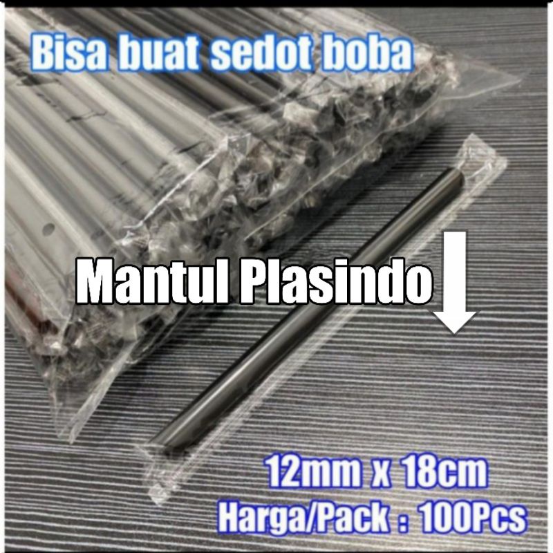 isi 100pcs Sedotan Buble Hitam Steril Bungkus Plastik 8mm &amp; 12/18 Steril