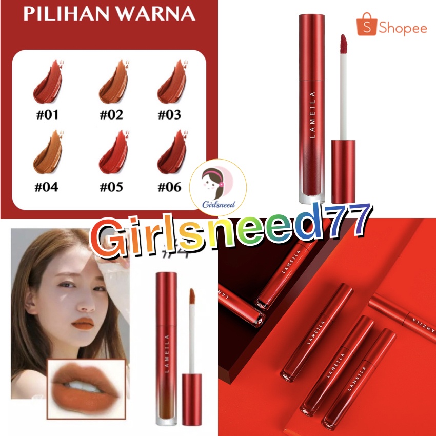 GIRLSNEED77 LAMEILA 2026 LIP GLOSS JUST RED EDITION - Lipstik Lipstick Lip Glaze Matte Murah Medan Lipcream Lameila Girlsneed Grosir Ecer