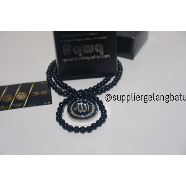 KALUNG lafadz giok hitam Ginsamyong silver al nabil azhikra obsidian black onyx natural therapy