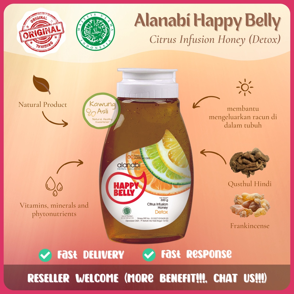 

Madu Herbal Alami Detox Citrus Infusion Honey Nektar Multiflora Happy Belly Alanabi