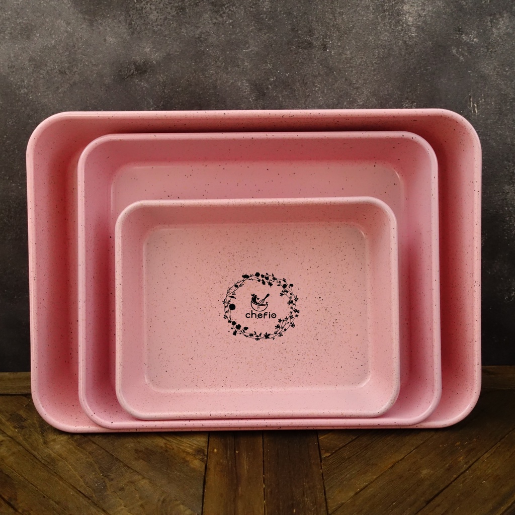 Chefio Loyang Persegi Panjang PINK Baking Tray Loyang Kue Kering