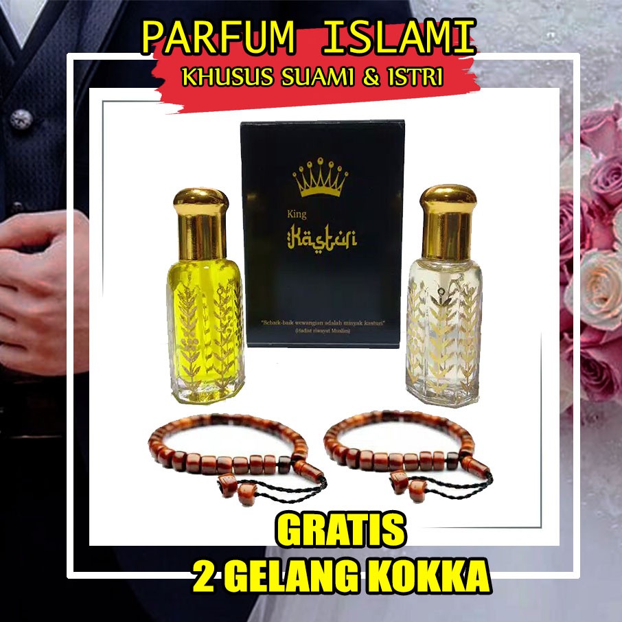 PARFUM KASTURI PAKET SUAMI &amp; ISTRI 100% KASTURI NON ALKHOHOL [Gratis Gelang Kesehatan Kauka]