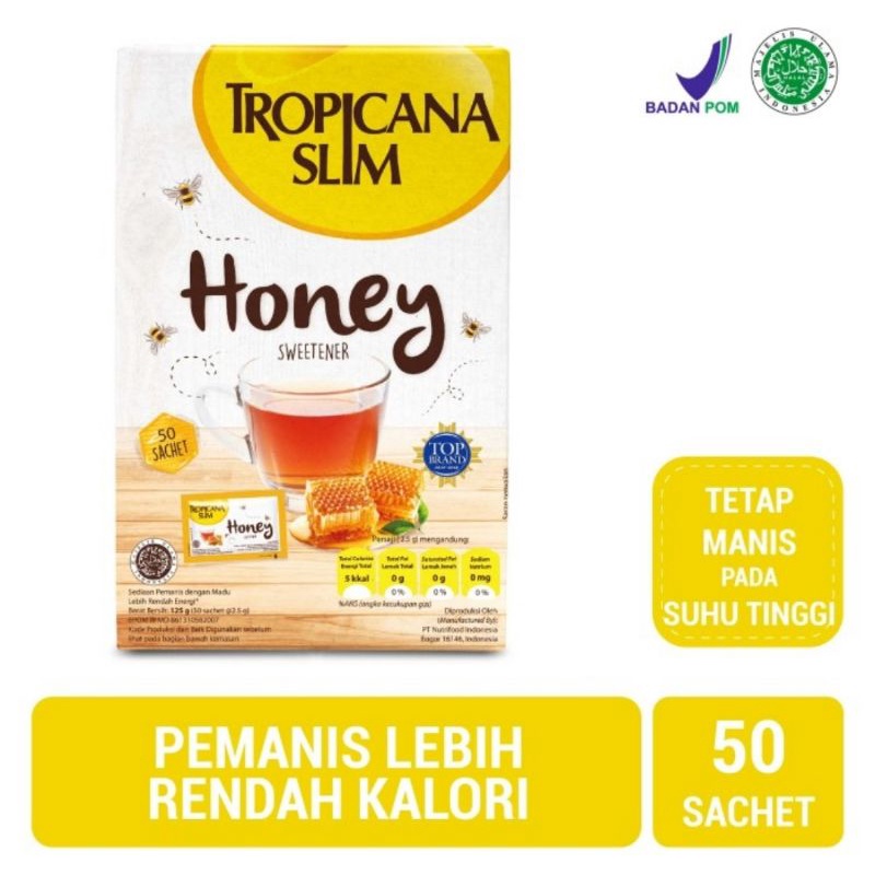 

Tropicana Slim Sweetener Honey 1 Box isi 50 Sachet