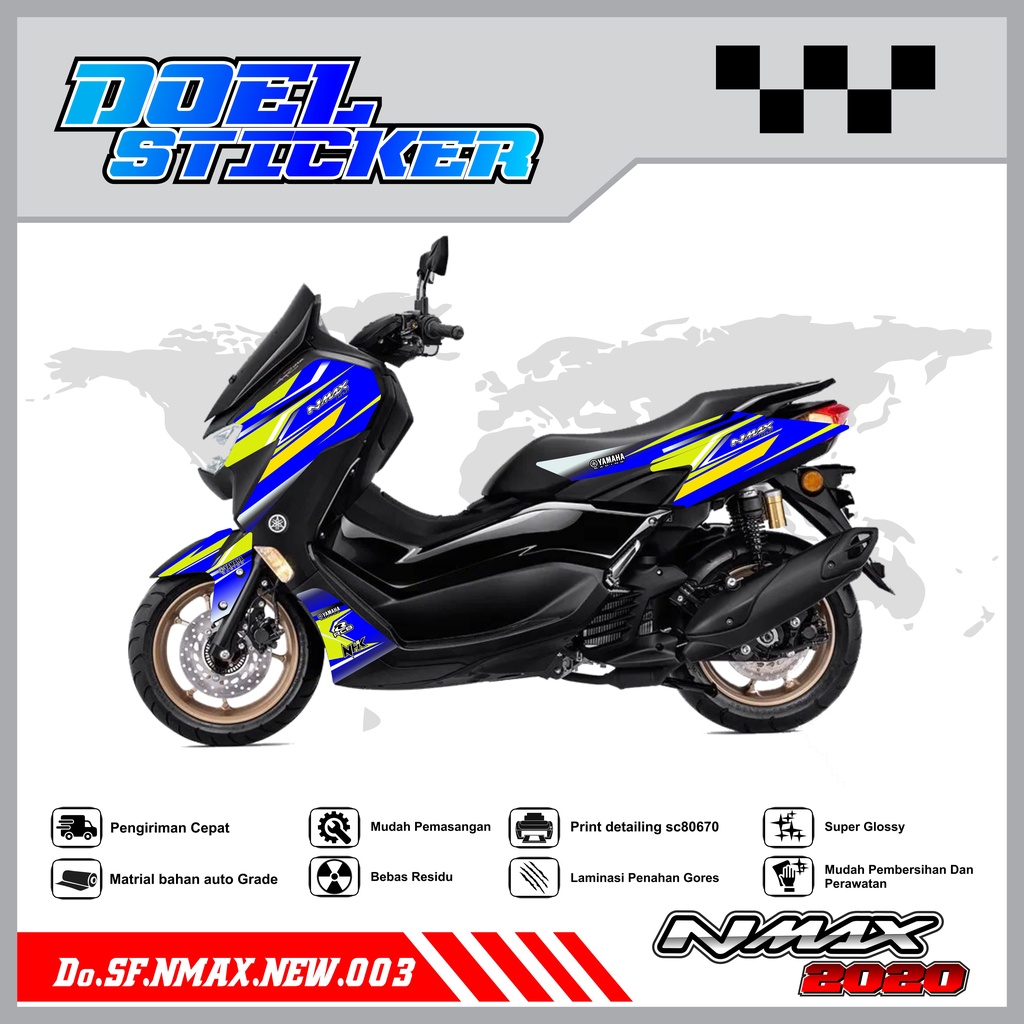 STICKER STRIPING NMAX NEW 2020 - STICKER STRIPING LIST VARIASI HOLOGRAM , CROME YAMAHA NMAX NEW 2020 DOEL 003