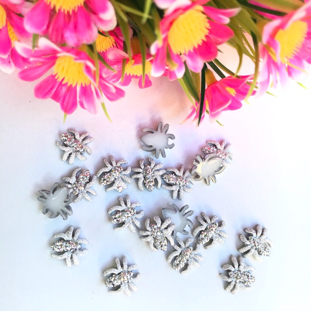 Resin laba laba Spider 12mm isi 10pcs Bahan tasbih digital bling bling