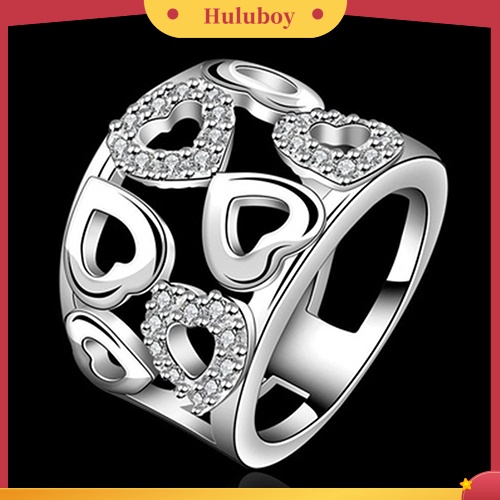 Hu Hu Hu Hu Hu Alat Bantu Pasang Kacamata♡ Cincin Lapis Sterling Silver 925 Model Hati Hollow Dengan Berlian Imitasi Untuk Wanita