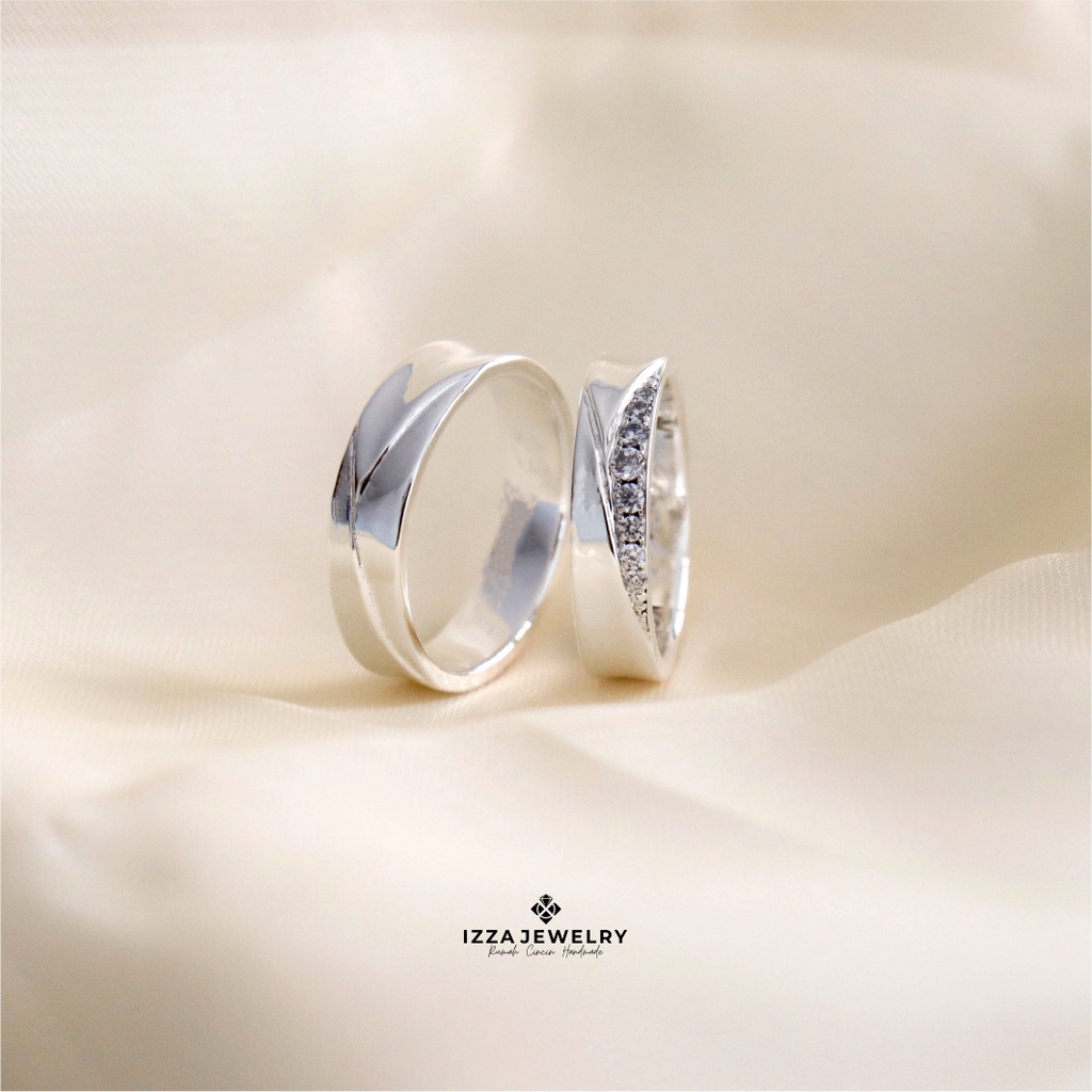Cincin Couple Emas Putih 10% dan Platinum 10% Asli Lamaran Tunangan