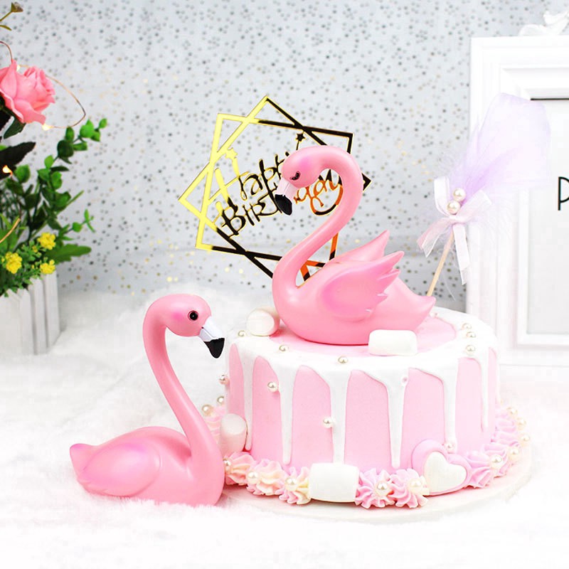 Topper Kue Desain Flamingo Warna Pink untuk Dekorasi Pesta