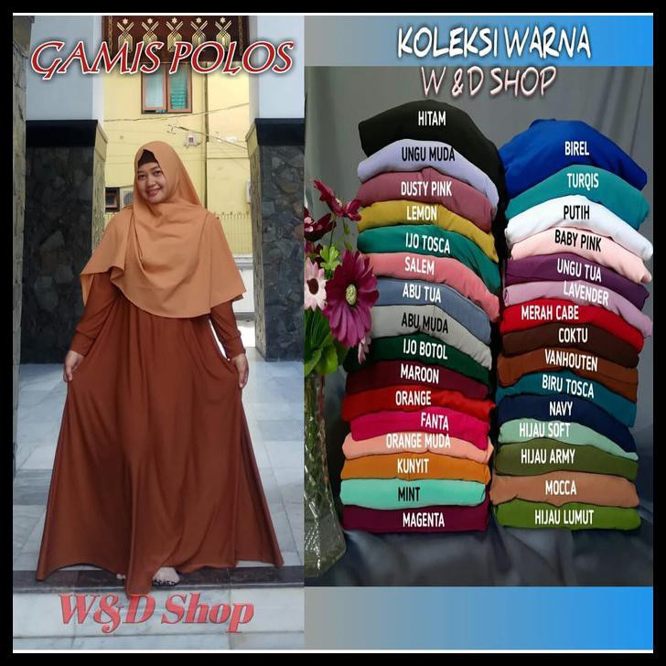 W&D_Shop Gamis Jersey Polos / Baju Muslim / Gamis Jersey Ready - Putih