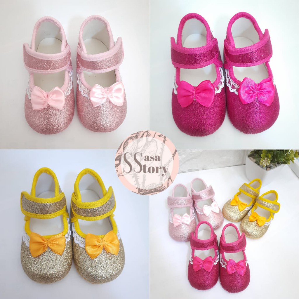 SEPATU BABY BAYI PREWALKER PESTA ANAK PEREMPUAN GLITTER AP05