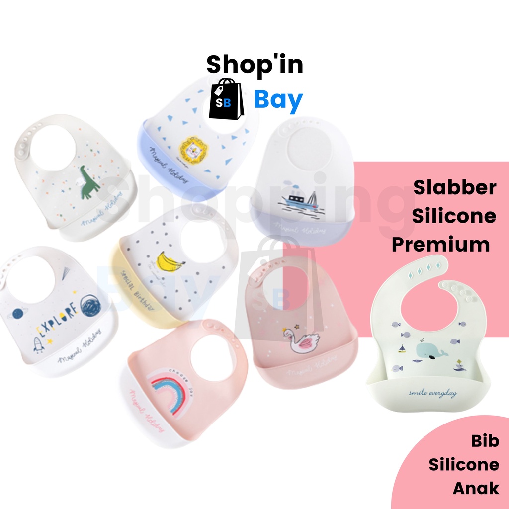 [SB] SS-01 Slabber Silikon / Celemek Silikon Baby BIB Silicone / Celemek Makan Bayi Silikon