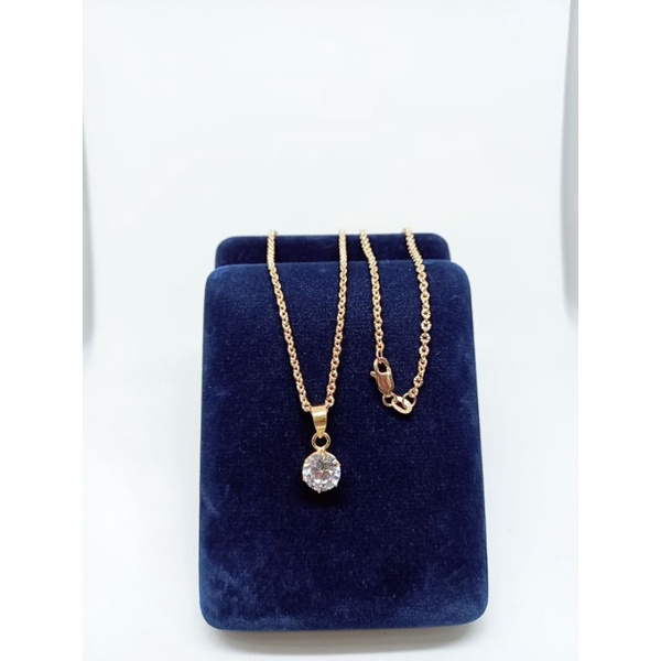 kalung nori ukir+liontin solitaire mp 1/ kalung perak asli silver 925 lapis emas/ kalung fashion