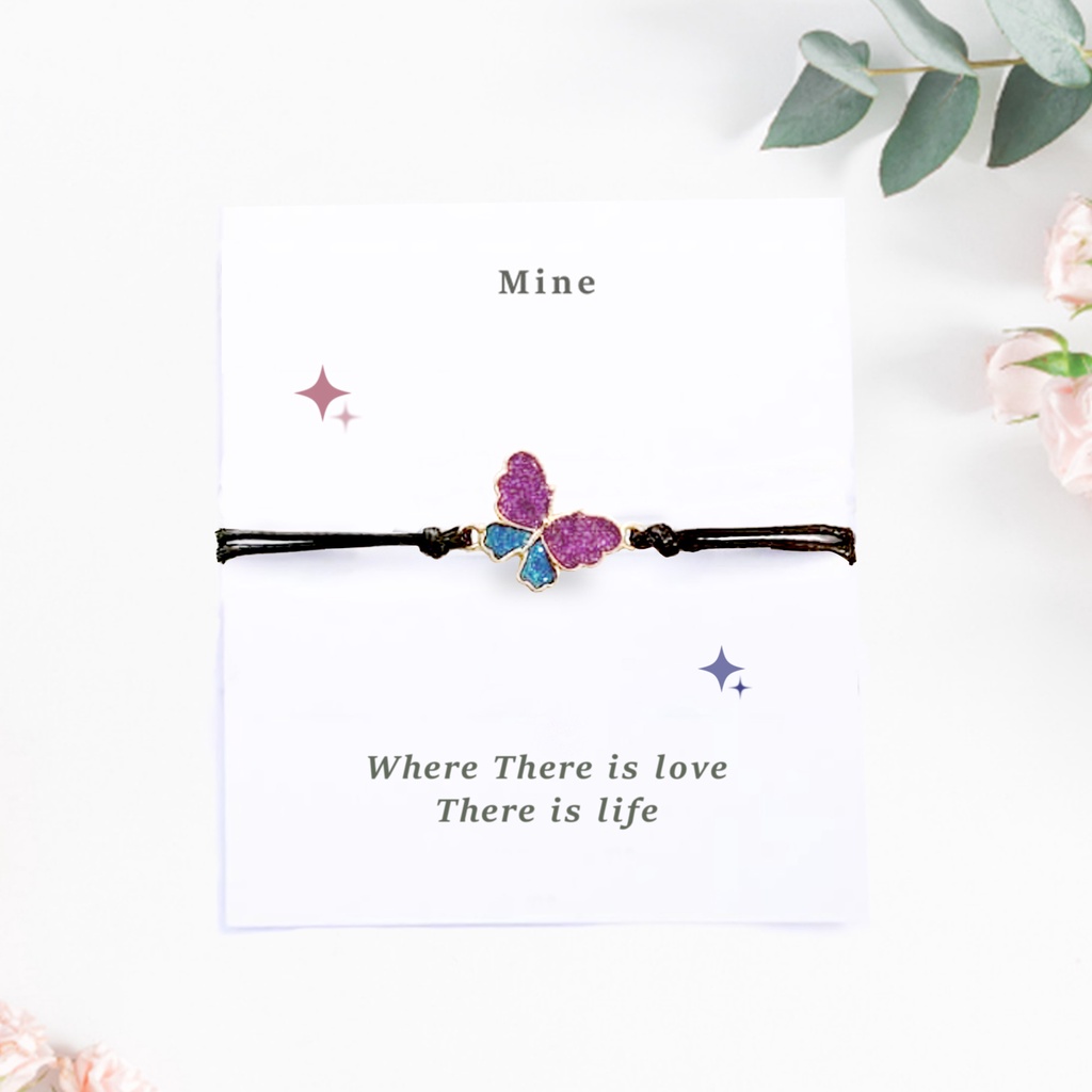 Gelang Kupu Kupu Love Nevertheless bracelet Butterfly DIY Yu na bi Tali VIntage Korea Persahabatan