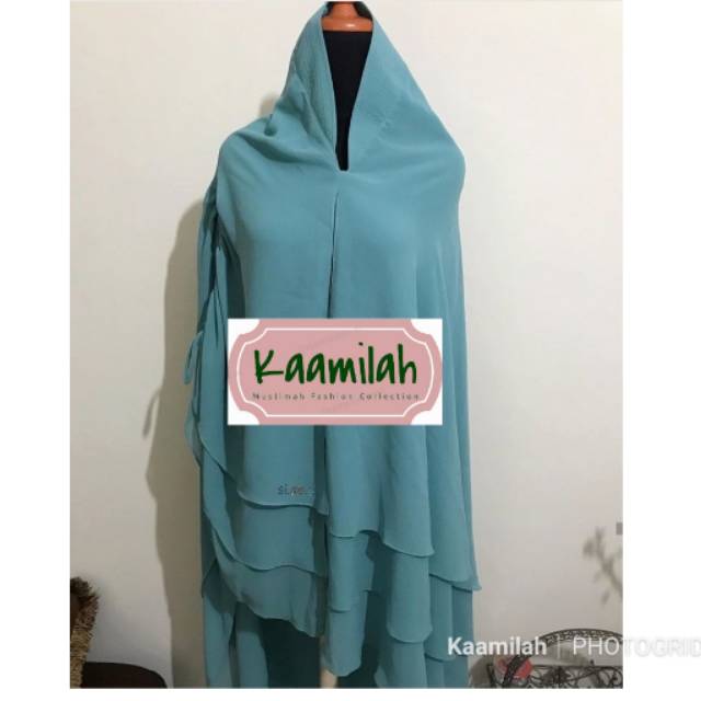 Pre❤ Khimar Pad Swarovski Original by SiSeSa (GOOD CONDITION) TEAL BLUE - Preloved SiSeSa